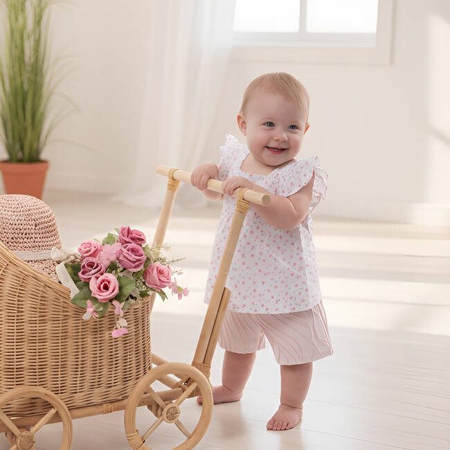 Daffy Baby Blouse Sleeveless, Flowery Pink - Blouses - 3