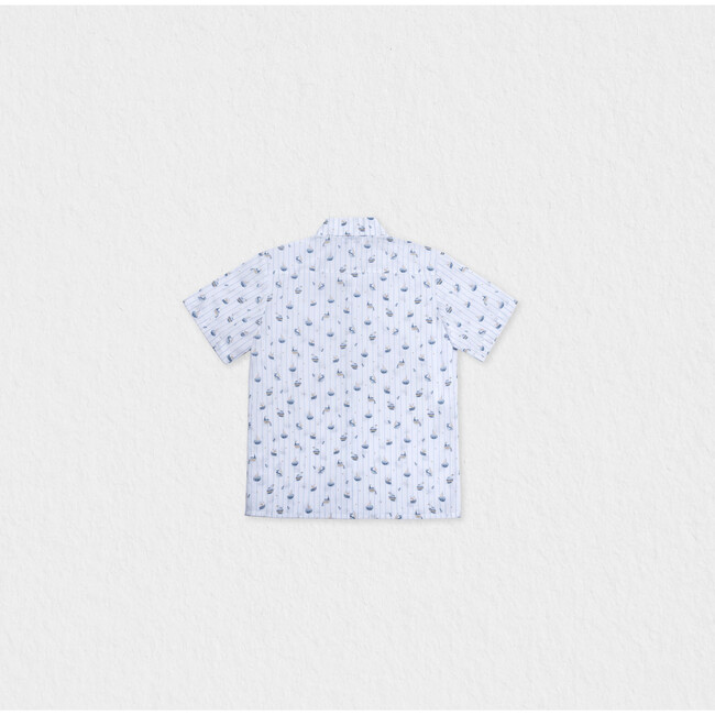Colin Boy Shirt Short Sleeve Cotton, Blue Boat