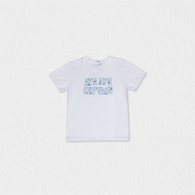 Cederique Boy T-shirt Short Sleeve, White Captain
