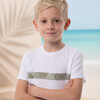 Cederique Boy T-shirt Short Sleeve, White Green Palm - T-Shirts - 3