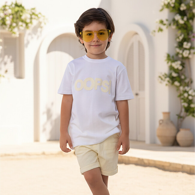 Cederique Boy T-shirt Short Sleeve, White Oops - T-Shirts - 3