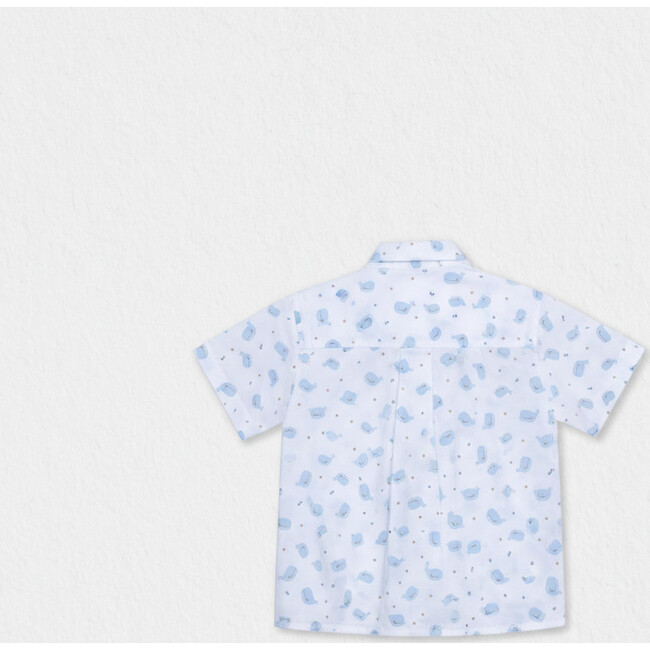 Colin Baby Boy Shirt Short Sleeve Cotton, Blue Whale