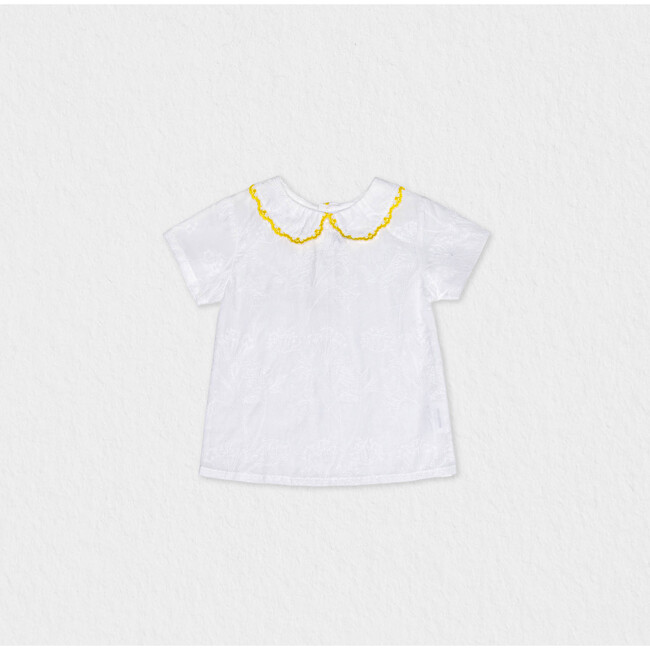 Betina Baby Blouse Short Sleeve, White Flower Embroidery