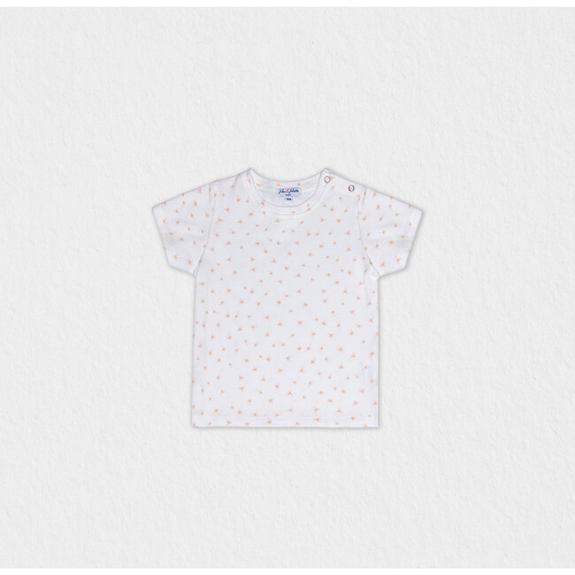 Cederique Baby T-shirt Short Sleeve, White Beige Palm