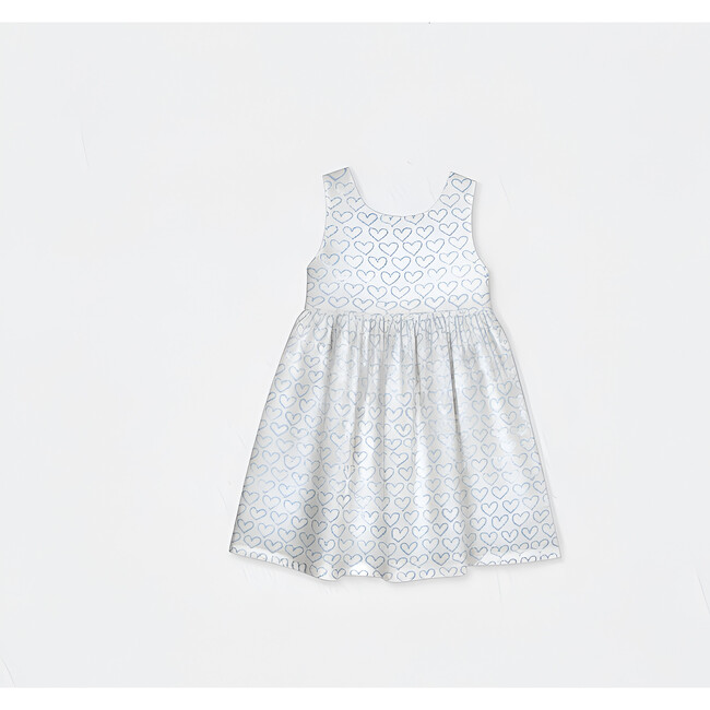 Bella Girl Dress Sleeveless, Blue Hearts