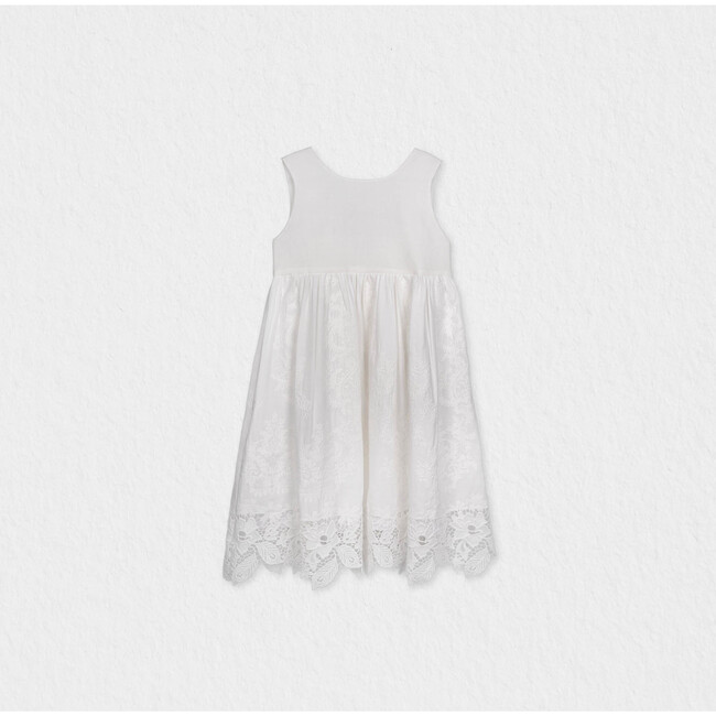 Bella Girl Dress Sleeveless, White Embroidery