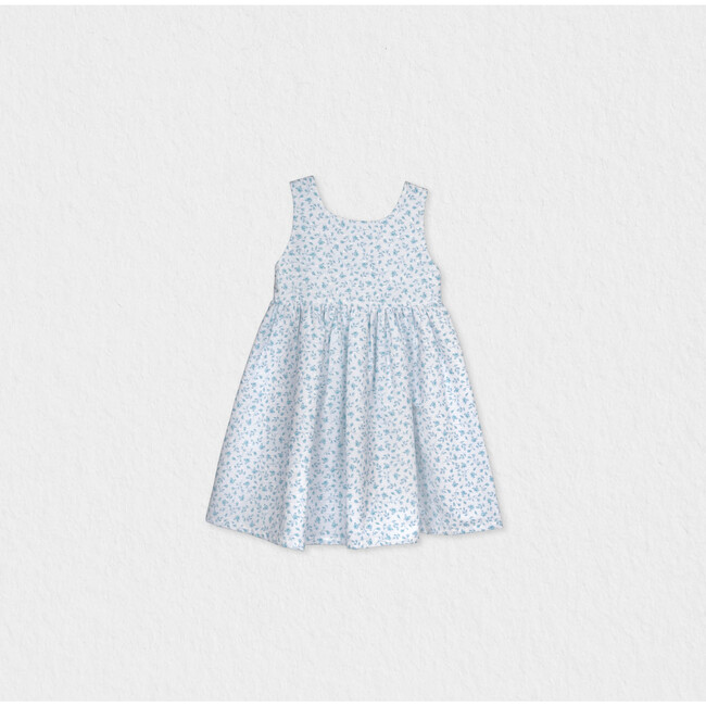 Bella Girl Dress Sleeveless, Aqua Mini Flower