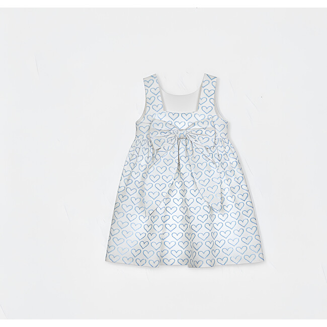 Bella Girl Dress Sleeveless, Blue Hearts
