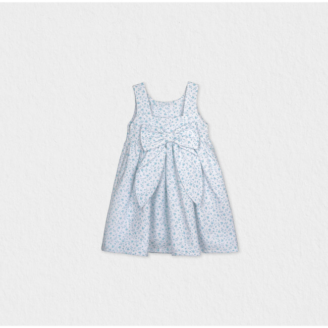 Bella Girl Dress Sleeveless, Aqua Mini Flower