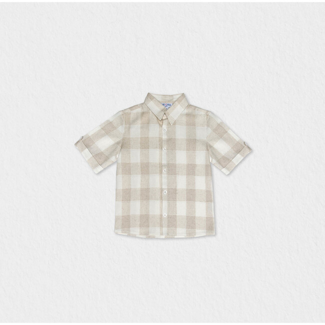 Batiste Boy Shirt SS Linen , White Beige Square