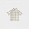 Batiste Baby Boy Shirt SS Linen, White Beige Square - Button Downs - 1 - thumbnail