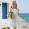 Bella Girl Dress Sleeveless, White Embroidery - Dresses - 3 - thumbnail