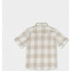 Batiste Baby Boy Shirt SS Linen, White Beige Square - Button Downs - 2 - thumbnail