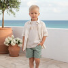 Batiste Boy Shirt SS Linen , White Beige Square - Button Downs - 3