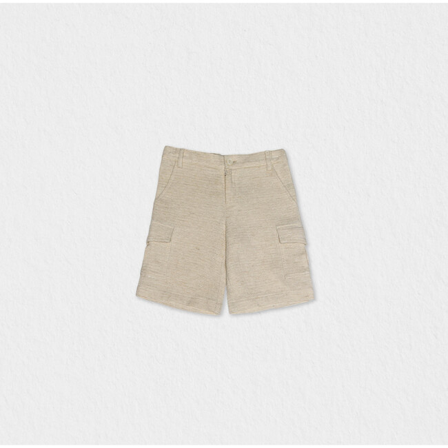 Andre Boy Shorts, Beige stripe Linen
