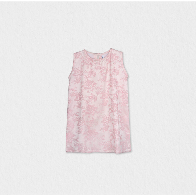 Adele Girl Dress Sleeveless, Pink Embroidery