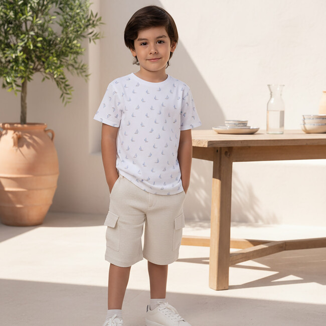 Andre Boy Shorts, Beige stripe Linen - Shorts - 3