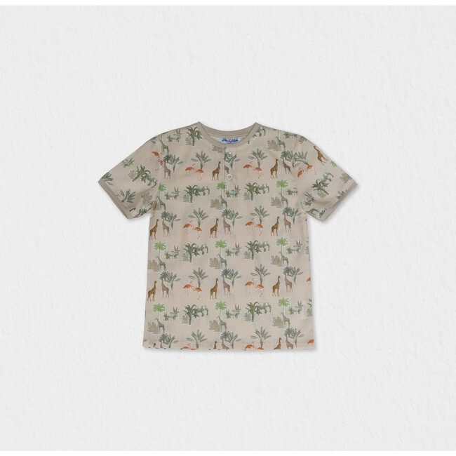 Alfred Boy T-shirt Short Sleeve, Beige Jungle