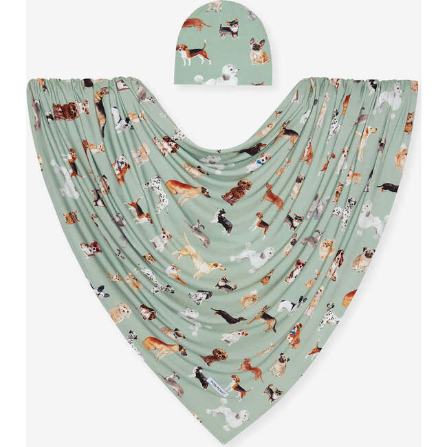 Posh Puppies Swaddle Beanie Set Green