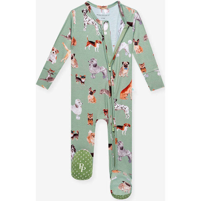 Posh Puppies Footie Zippered One Piece Green