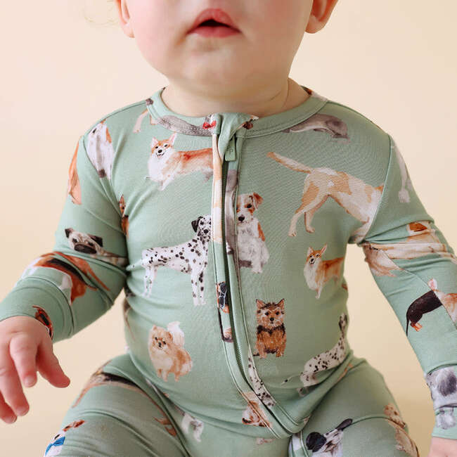 Posh Puppies Footie Zippered One Piece Green