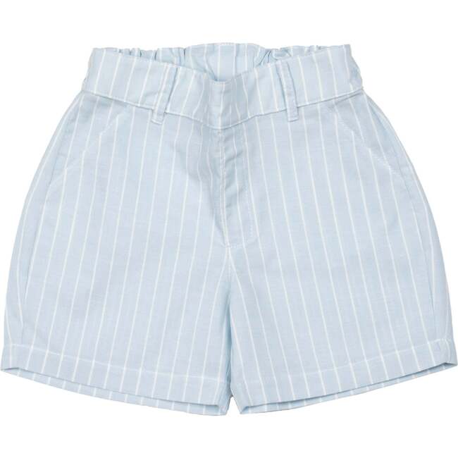 Linen Shorts, Light Blue Striped