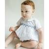 Oliver Gingham Smocked Bubble Romper, White Multi - Rompers - 2 - thumbnail