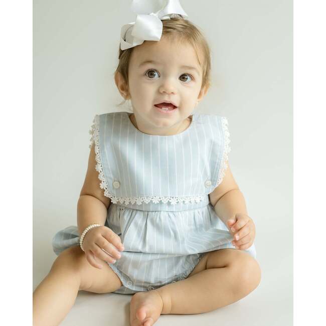 Colette Bubble Romper - Light Blue Striped