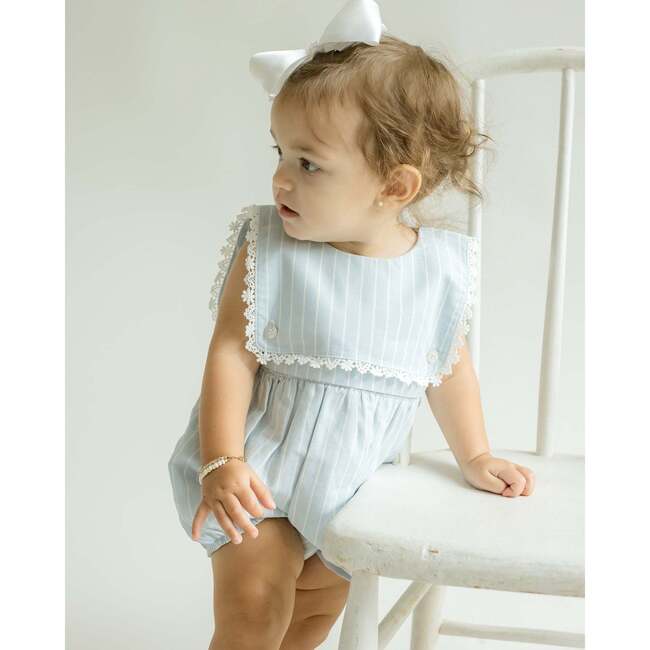Colette Bubble Romper - Light Blue Striped - Rompers - 3