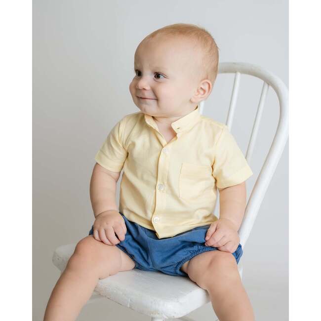 Blue Linen Diaper Cover, Blue - Shorts - 3