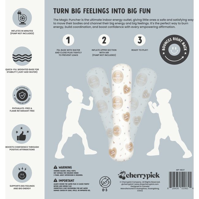 Magic Puncher - Inflatable Punching Bag for Kids with Positive Affirmations, Black - Games - 4