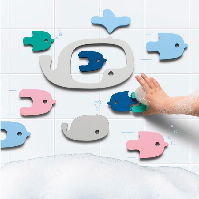 Quut Bath Bundle Whale - 1 Whale Squeezi, 1 Bath Puzzle Whale, 1 Lavender Cana