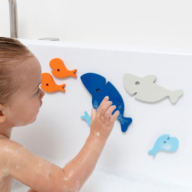 Quut Bath Bundle Shark - 1 Shark Squeezi, 1 Bath Puzzle Shark, 1 Banana Blue Cana - Bath Toys - 6