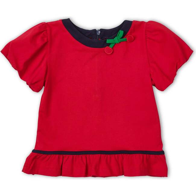 Bubble Sleeve Top With Cherries