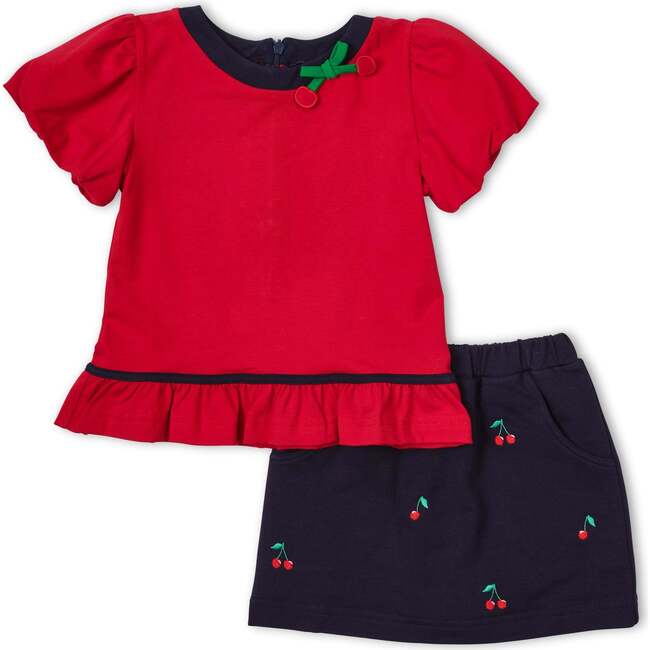 Bubble Sleeve Top With Cherries - Blouses - 3