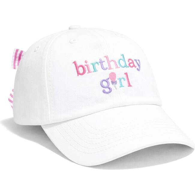 Birthday Girl Bow Baseball Hat, White