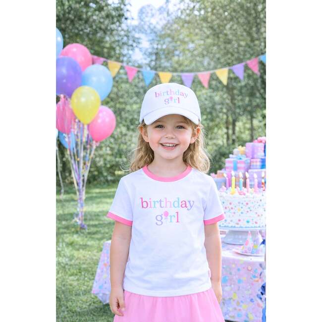 Birthday Girl Bow Baseball Hat, White