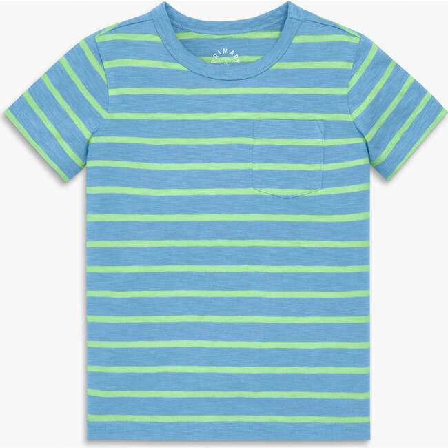 Kids Pocket Tee In Stripe, Cornflower Pear Stripe