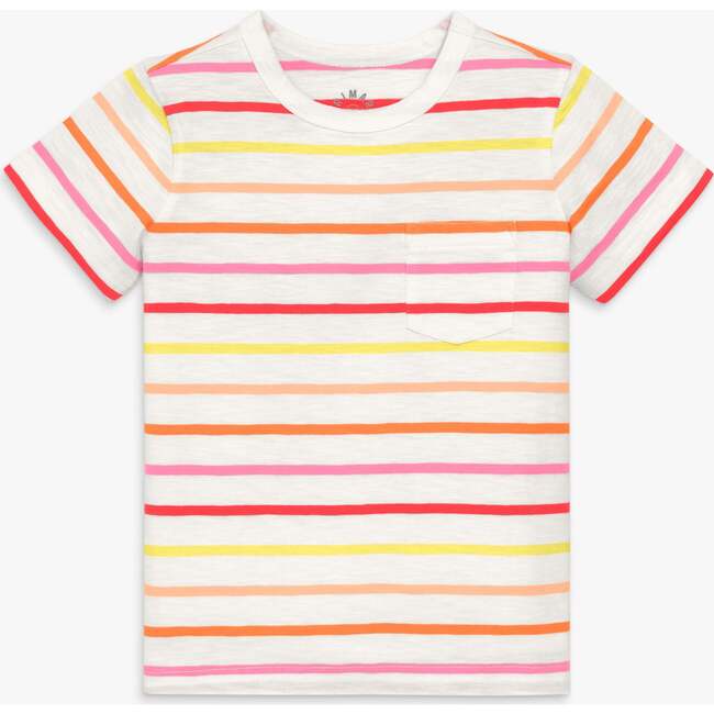 Kids Pocket Tee In Multi Stripe, Warm Multi Stripe