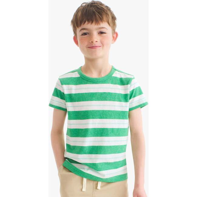 Kids Heathered Tee In Multi Stripe, Green Apple Mist Dock Stripe