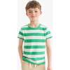 Kids Heathered Tee In Multi Stripe, Green Apple Mist Dock Stripe - T-Shirts - 2