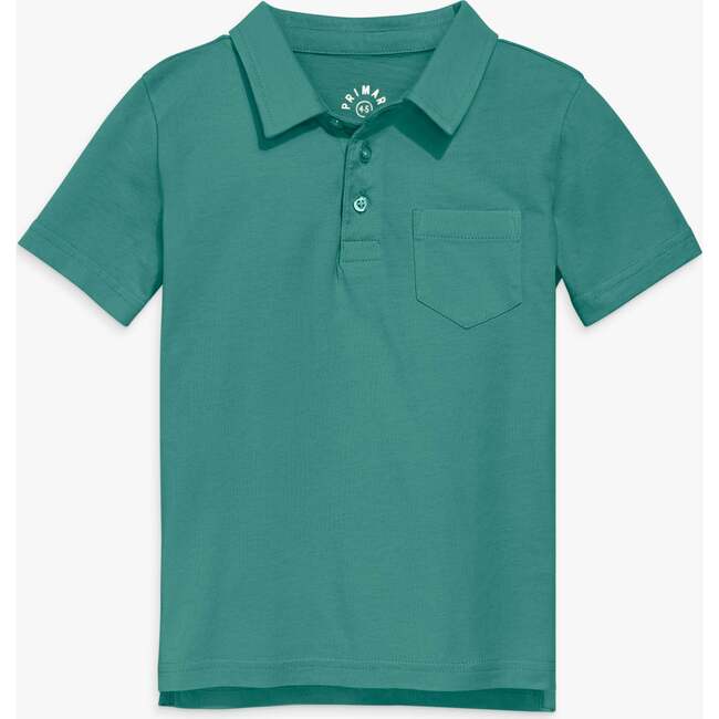 Kids Short Sleeve Polo, Sunwashed Teal