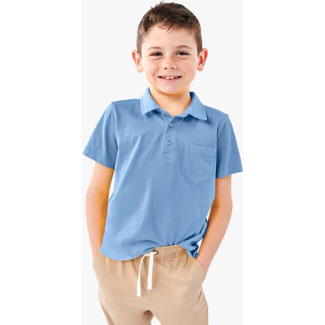 Kids Short Sleeve Polo, Vintage Blue