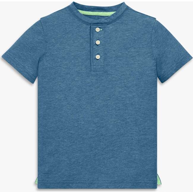 Kids Heathered Henley Tee, Moonlight