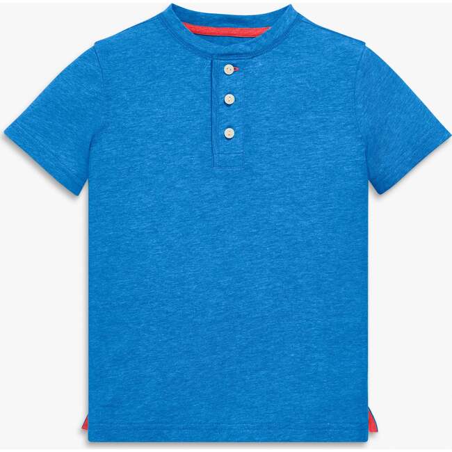 Kids Heathered Henley Tee, Blueberry