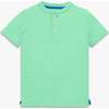 Kids Heathered Henley Tee, Clover - T-Shirts - 1 - thumbnail