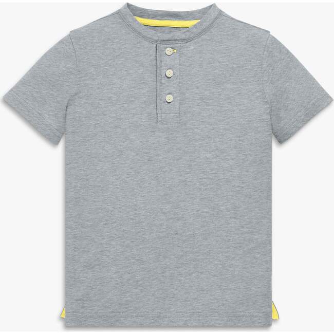 Kids Heathered Henley Tee, Heather Gray
