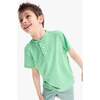 Kids Heathered Henley Tee, Clover - T-Shirts - 2 - thumbnail