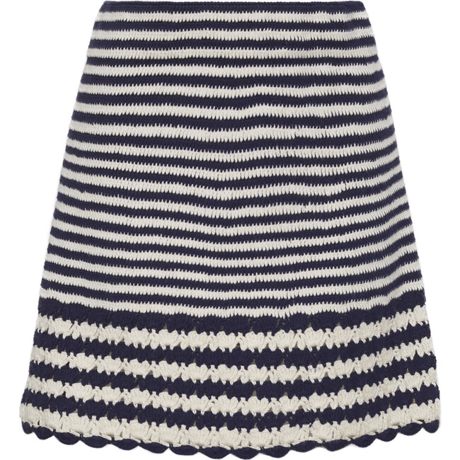 Tatum Mini Skirt, Ivory/Navy Stripe