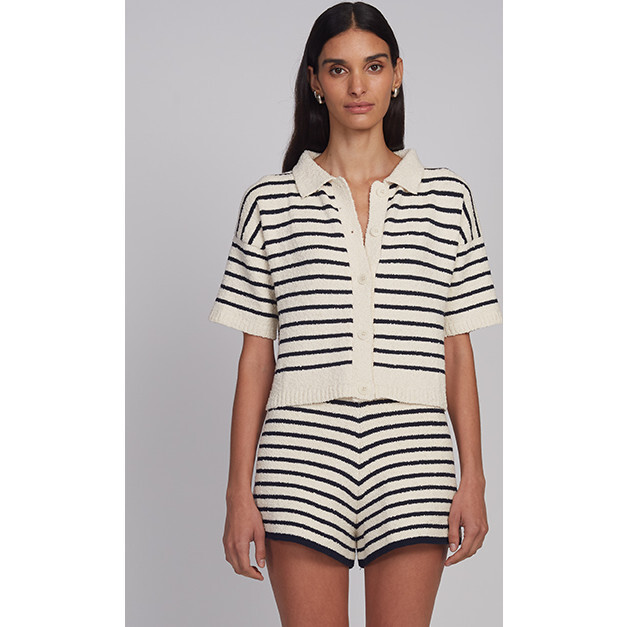 Romy Shirt Cardi, Ivory/Navy Stripe